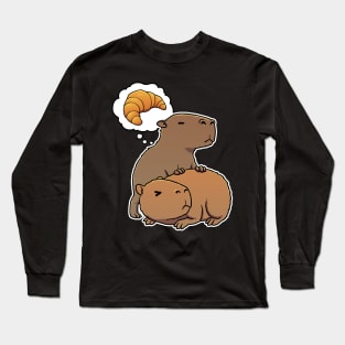 Capybara hungry for Croissant Pastry Long Sleeve T-Shirt